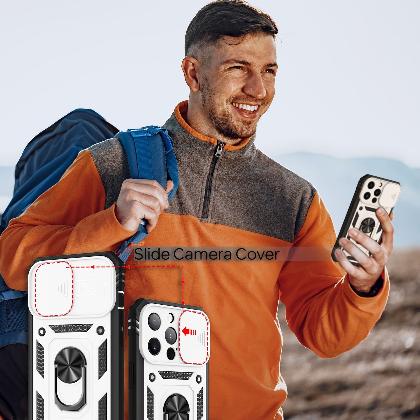 NALIA hernaðarstíls hringhulstur fyrir iPhone 13 Pro, einstaklega verndandi með skjáramma og myndavélarhulstri, 360° hringur fyrir stand og bílfestingu