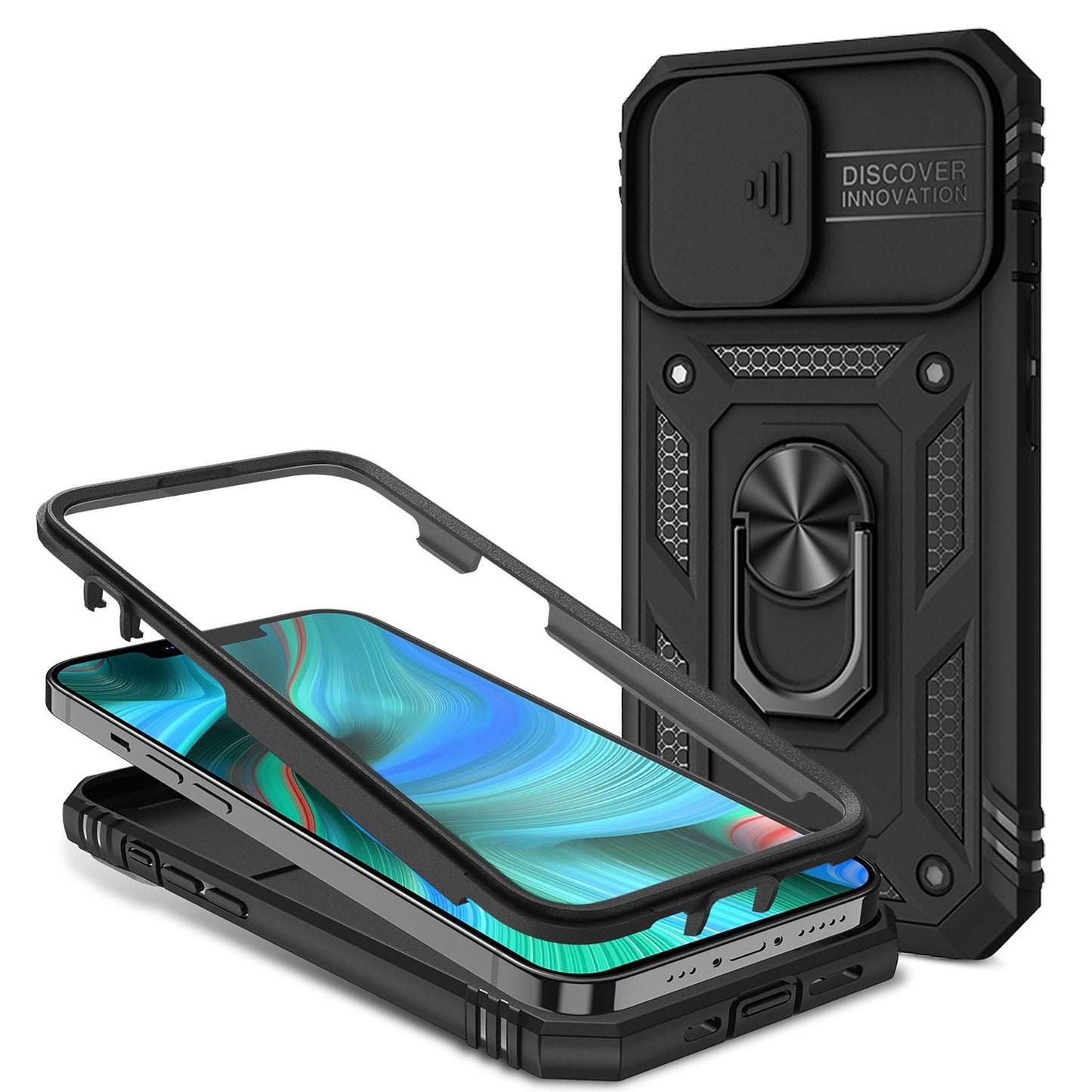 NALIA Military-Style Ringhülle für iPhone 13 Pro Max, Extrem Schützend mit Display-Rahmen & Kamera-Abdeckung