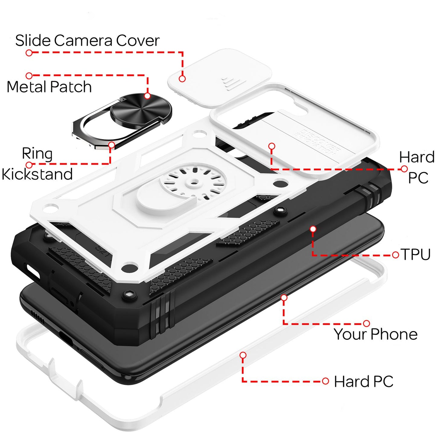 NALIA Military-Style Ring Case for Samsung Galaxy S21, Extremely Protective with Display Frame &amp; Camera Cover