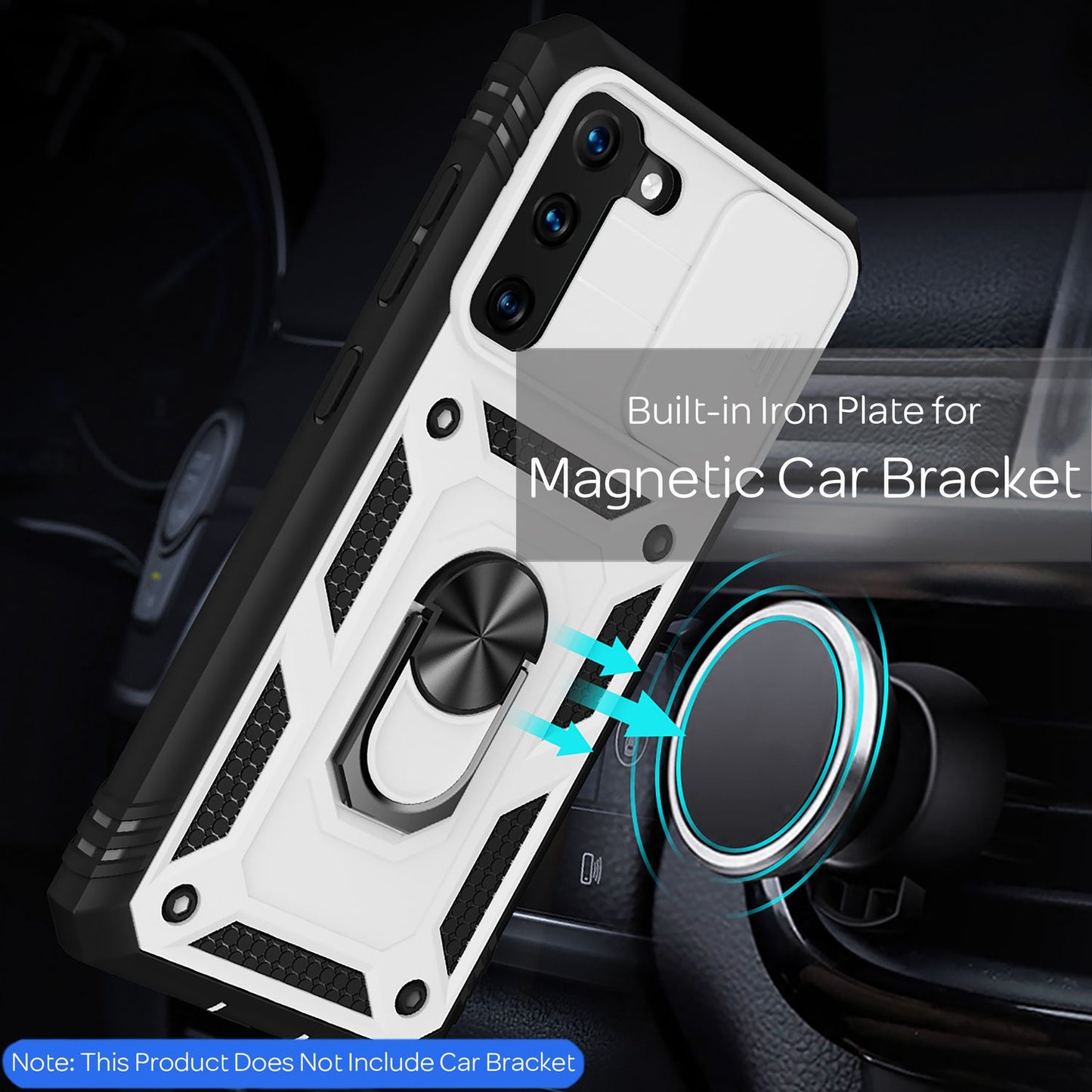 NALIA Military-Style Ring Case for Samsung Galaxy S21, Extremely Protective with Display Frame &amp; Camera Cover