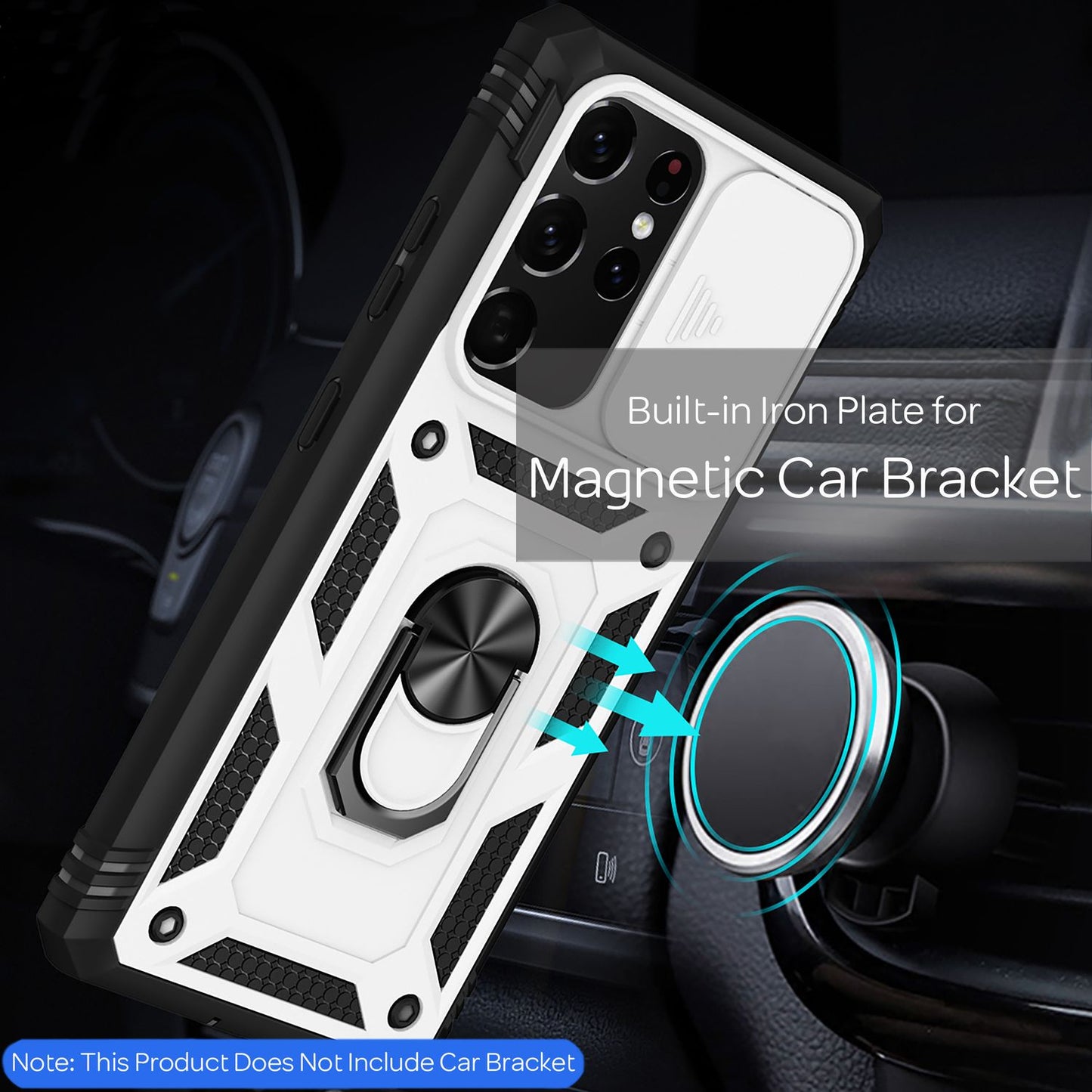 NALIA Military-Style Ring Case for Samsung Galaxy S21 Ultra, Extremely Protective with Display Frame &amp; Camera Cover, 360° Ring for Stand Function