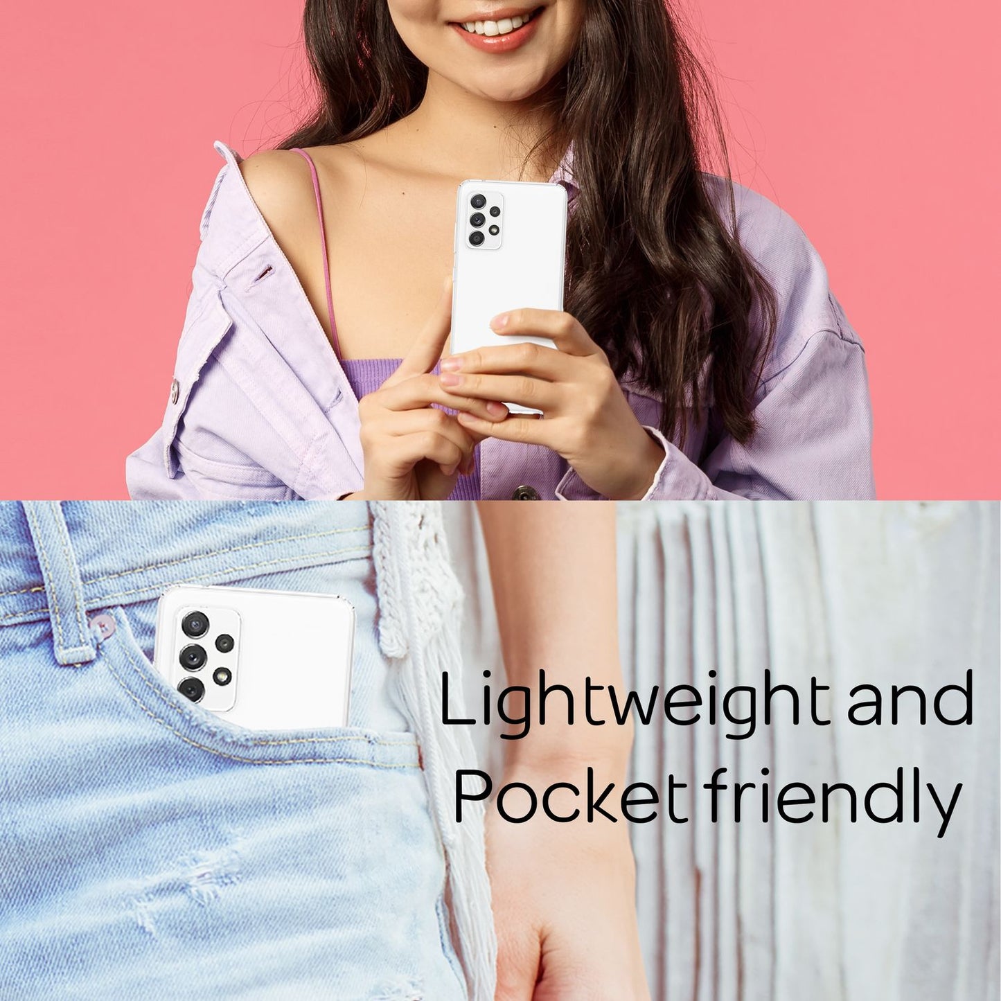 Fyrir Samsung Galaxy A33 - Glært, rispuþolið símahulstur með hörðu baki og sílikoni