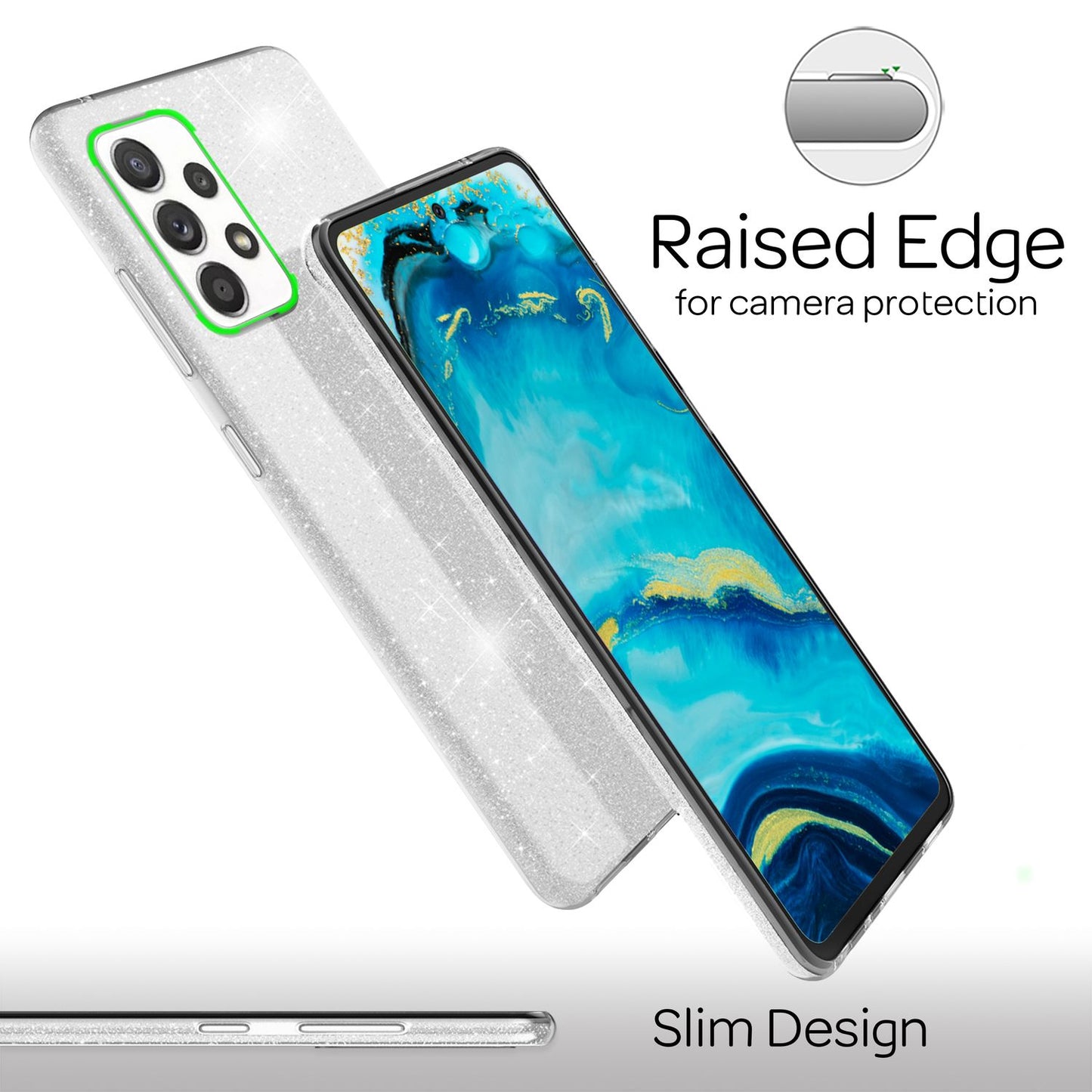 Fyrir Samsung Galaxy A33 - Sterkt glitrandi hulstur, höggþolið, glansandi símavörn