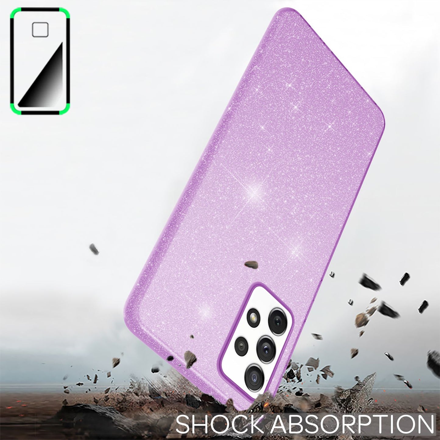 Fyrir Samsung Galaxy A33 - Sterkt glitrandi hulstur, höggþolið, glansandi símavörn