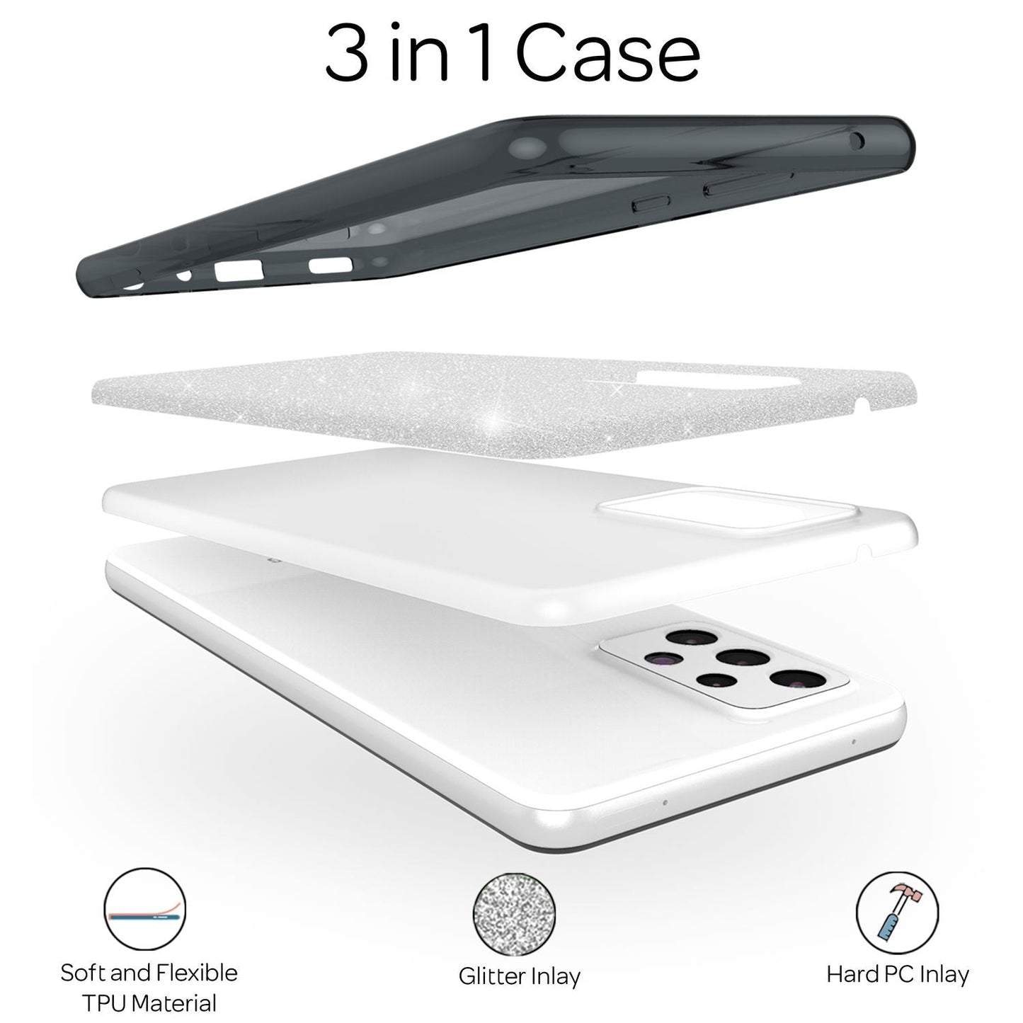 Fyrir Samsung Galaxy A33 - Sterkt glitrandi hulstur, höggþolið, glansandi símavörn