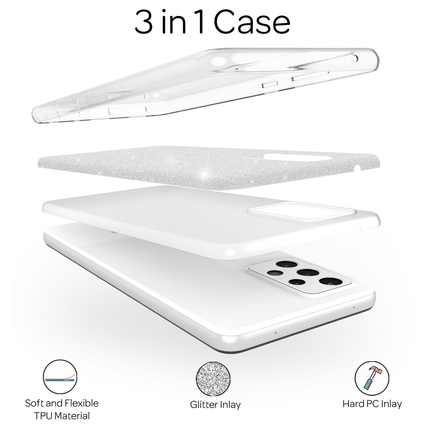 Fyrir Samsung Galaxy A33 - Sterkt glitrandi hulstur, höggþolið, glansandi símavörn