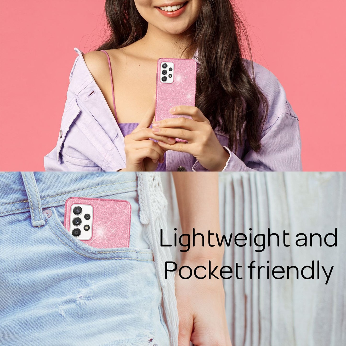 Fyrir Samsung Galaxy A33 - Sterkt glitrandi hulstur, höggþolið, glansandi símavörn