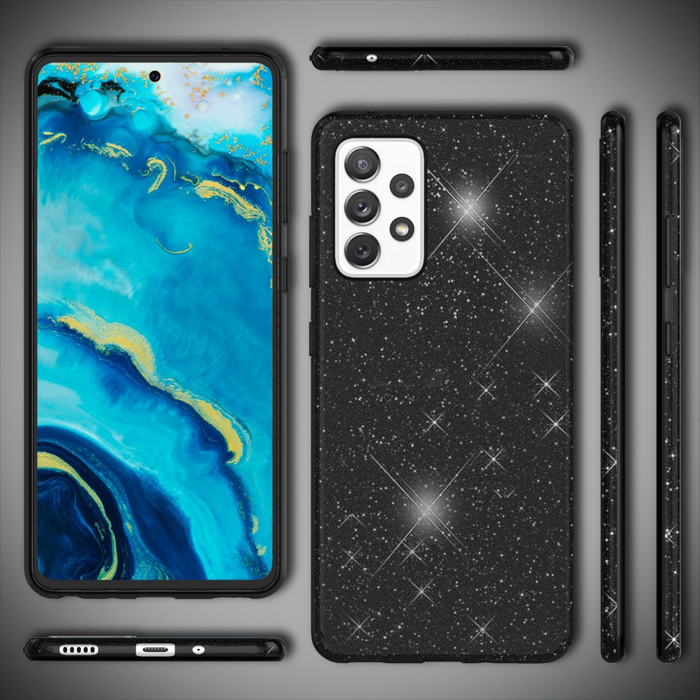 Fyrir Samsung Galaxy A33 - Sterkt glitrandi hulstur, höggþolið, glansandi símavörn