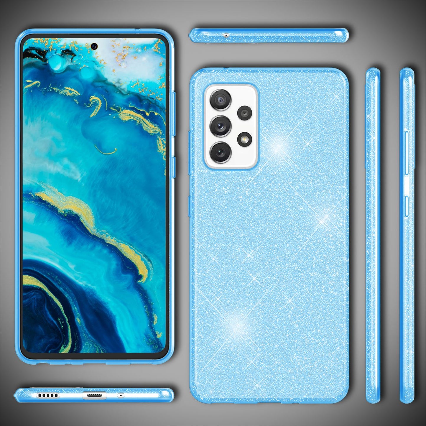 Fyrir Samsung Galaxy A33 - Sterkt glitrandi hulstur, höggþolið, glansandi símavörn