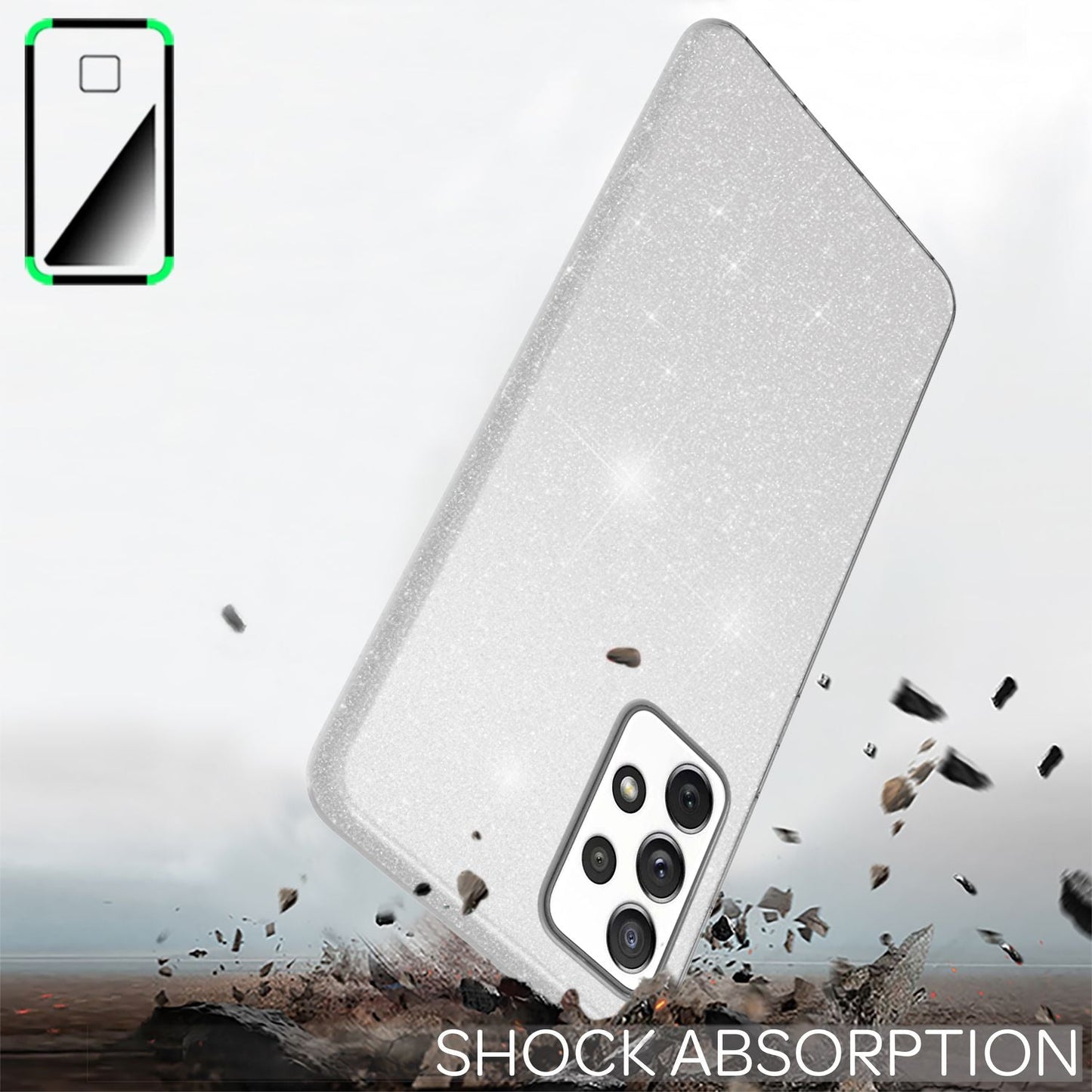 NALIA Sterkt Glitrandi Hulstur fyrir Samsung Galaxy A53, Glansandi Glitrandi Hybrid Verndunarhulstur, Styrkt Sílikon Símahulstur