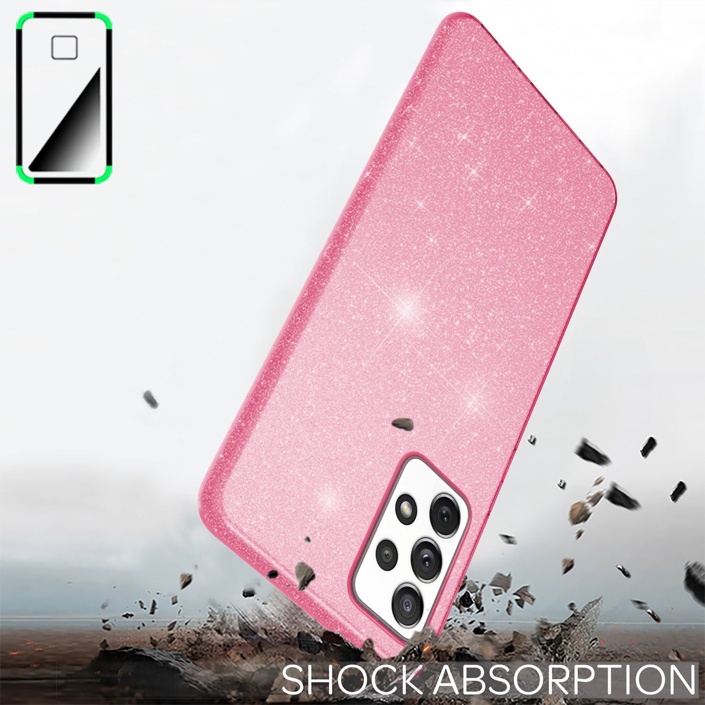 NALIA Sterkt Glitrandi Hulstur fyrir Samsung Galaxy A53, Glansandi Glitrandi Hybrid Verndunarhulstur, Styrkt Sílikon Símahulstur