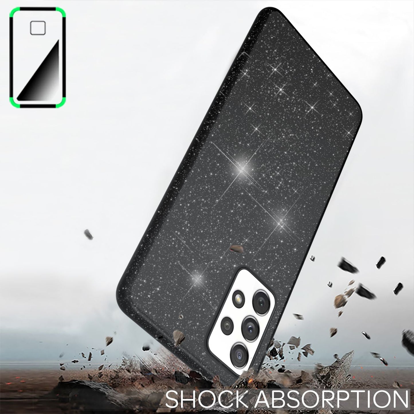 NALIA Sterkt Glitrandi Hulstur fyrir Samsung Galaxy A53, Glansandi Glitrandi Hybrid Verndunarhulstur, Styrkt Sílikon Símahulstur