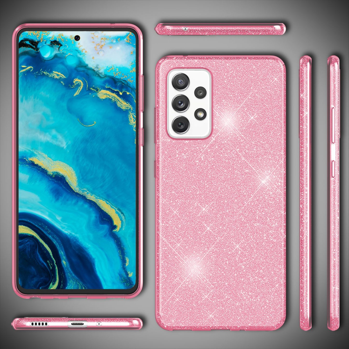 NALIA Sterkt Glitrandi Hulstur fyrir Samsung Galaxy A53, Glansandi Glitrandi Hybrid Verndunarhulstur, Styrkt Sílikon Símahulstur