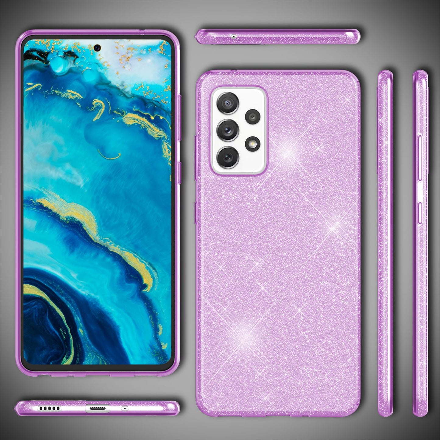 NALIA Sterkt Glitrandi Hulstur fyrir Samsung Galaxy A53, Glansandi Glitrandi Hybrid Verndunarhulstur, Styrkt Sílikon Símahulstur