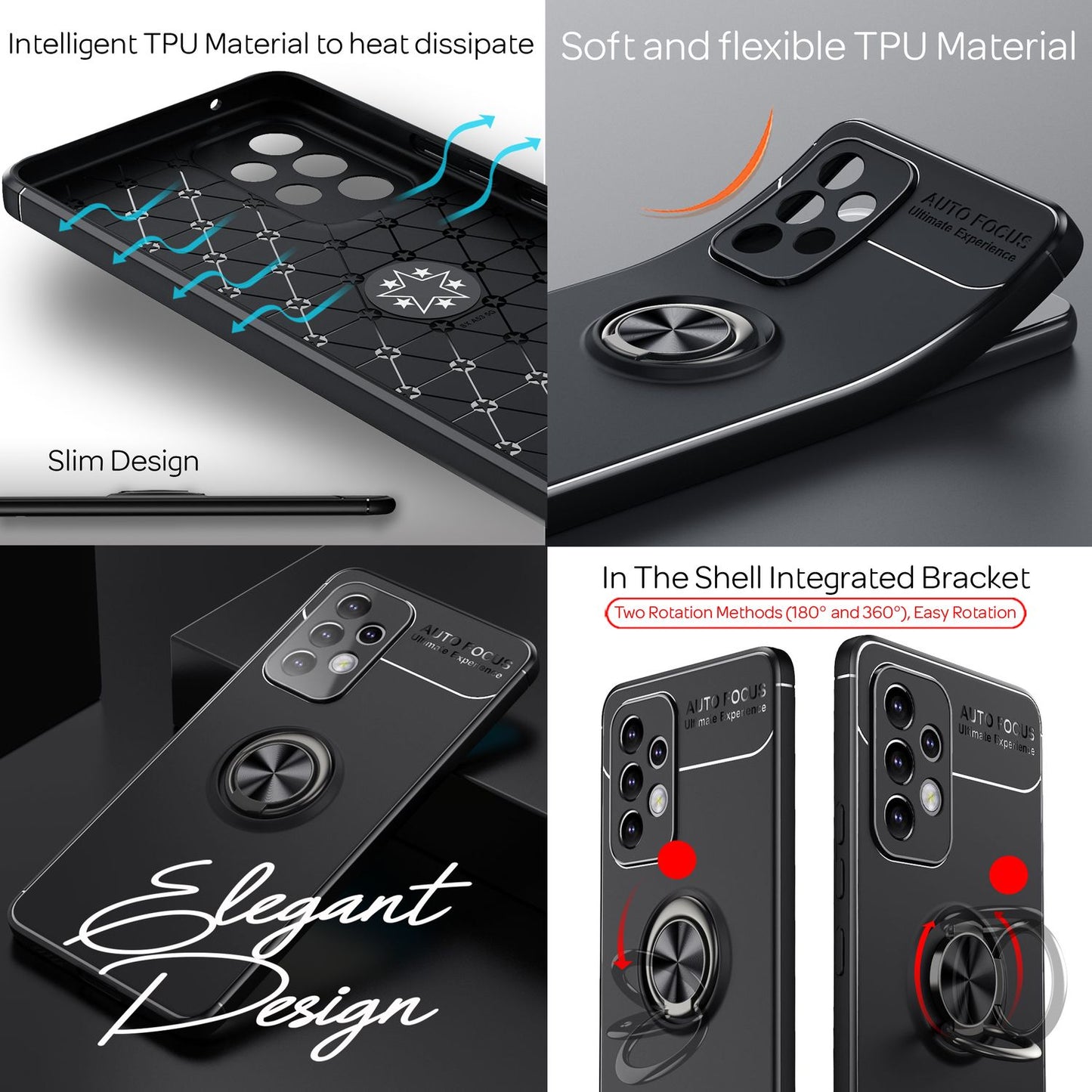 For Samsung Galaxy A33 - Ring Case Matte Silicone Phone Protective Case Stand Function