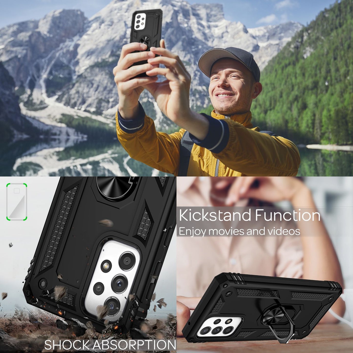 For Samsung Galaxy A33 - Military Style Ring Case Shockproof Outdoor Protective Cover