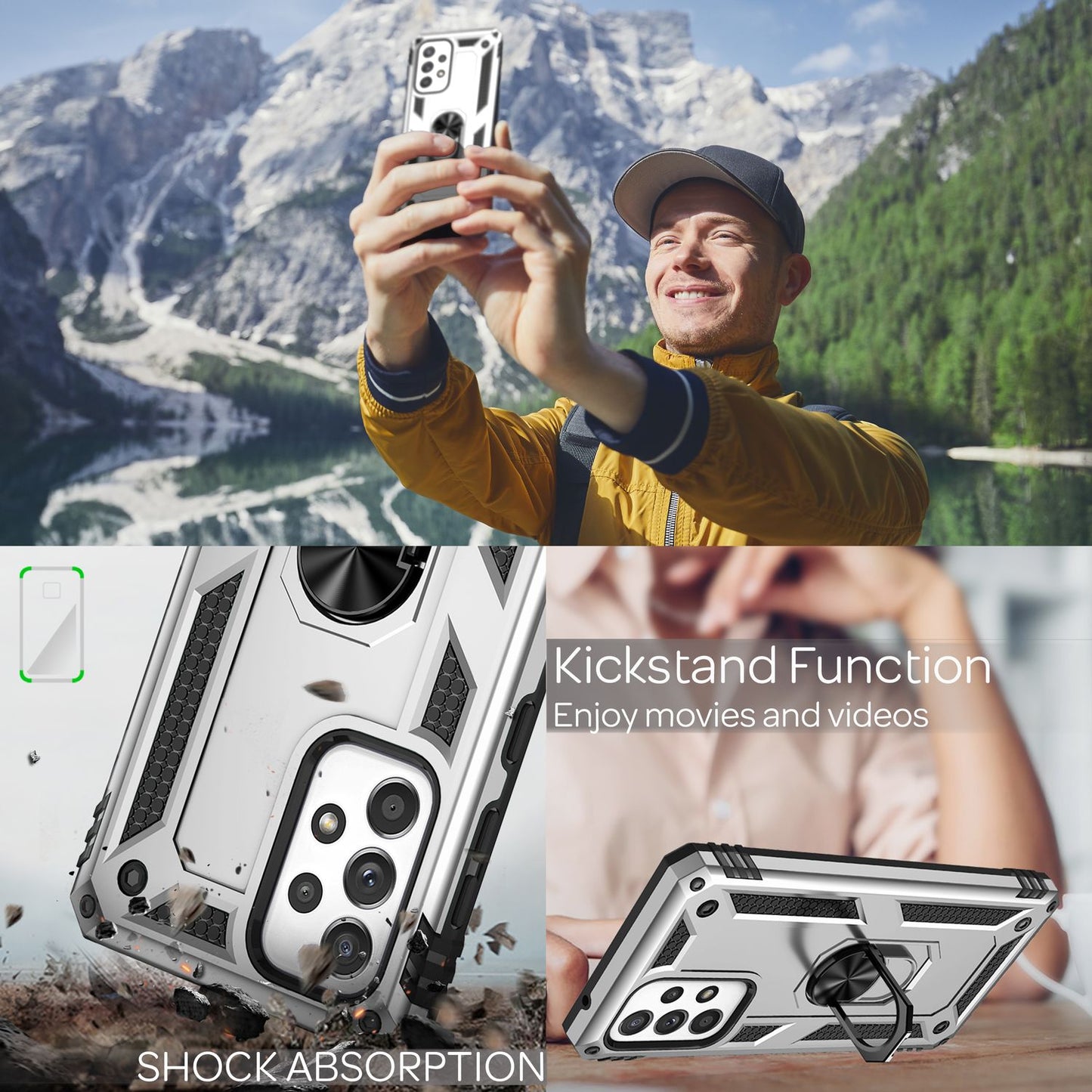 For Samsung Galaxy A33 - Military Style Ring Case Shockproof Outdoor Protective Cover