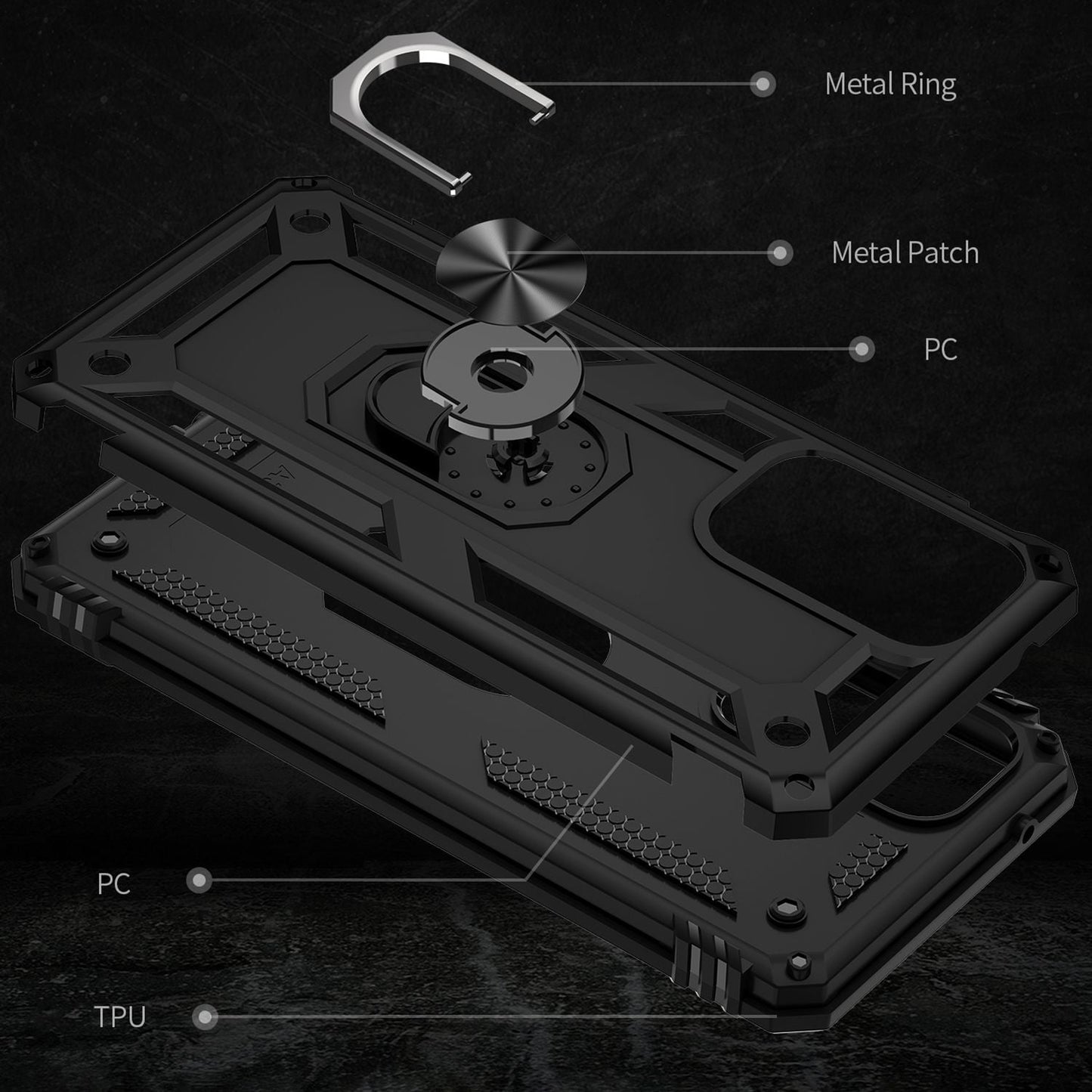 For Samsung Galaxy A33 - Military Style Ring Case Shockproof Outdoor Protective Cover