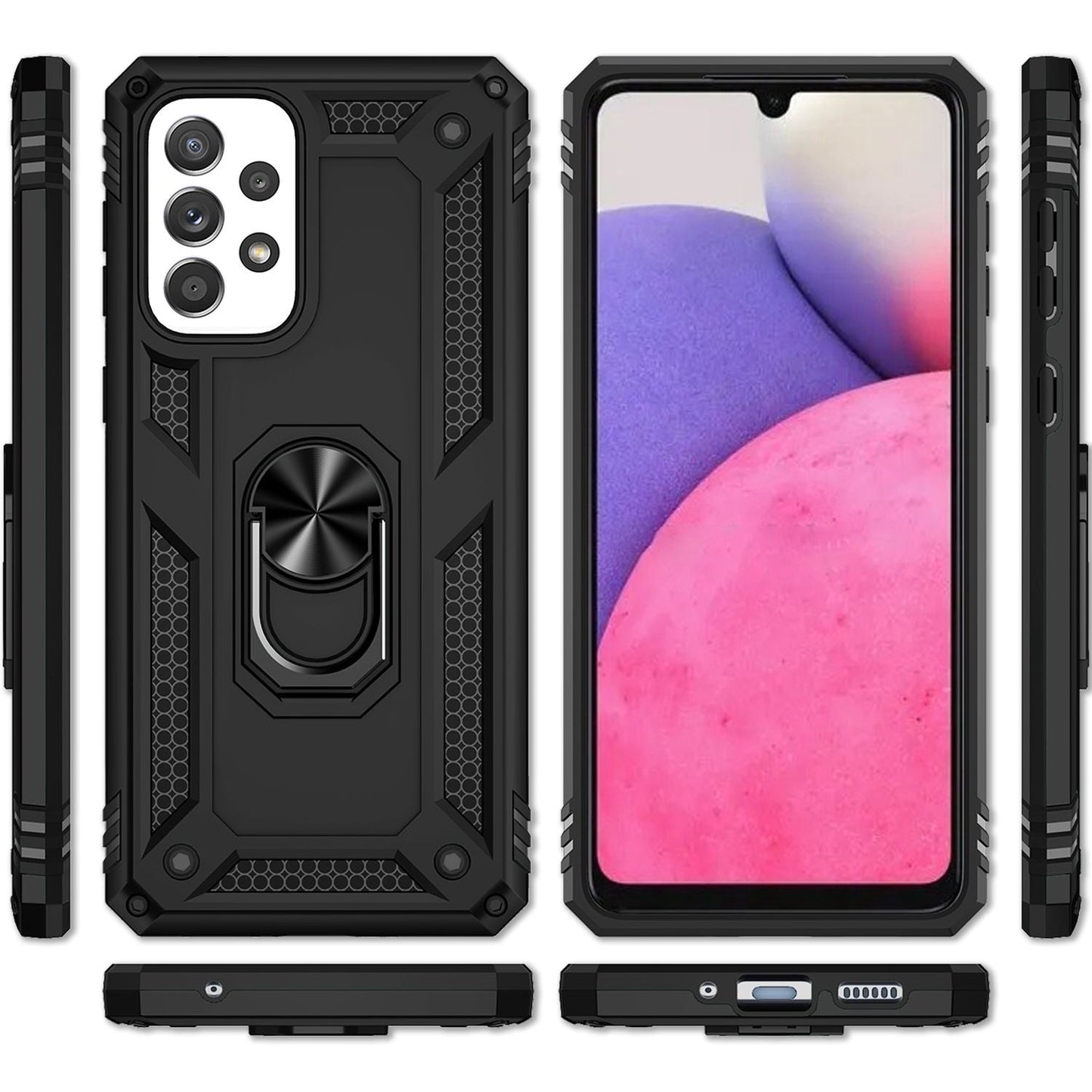 For Samsung Galaxy A33 - Military Style Ring Case Shockproof Outdoor Protective Cover