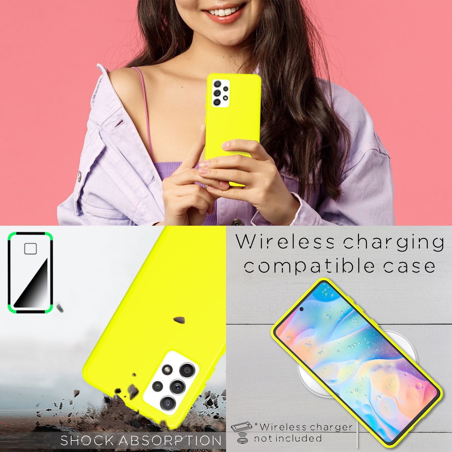 Fyrir Samsung Galaxy A33 - Litríkt Neon sílikon hulstur, rennandi, þunnt hlífðarhulstur