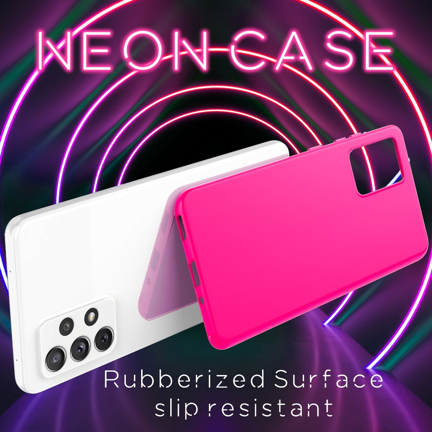 NALIA Colorful Neon Silicone Case for Samsung Galaxy A53, Intense Color, Non-Slip, Velvety Rubberized, Soft Case Phone Case