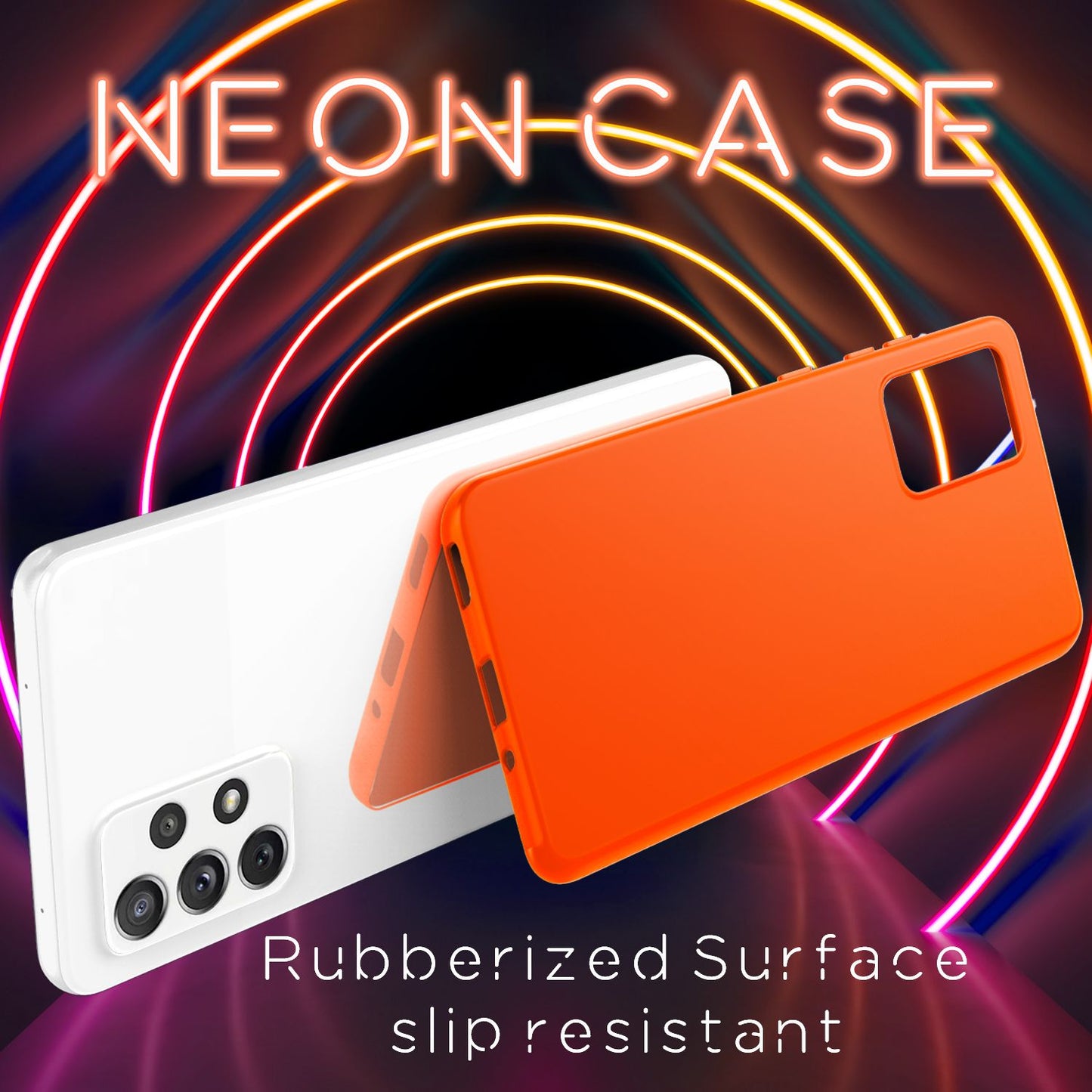 NALIA Colorful Neon Silicone Case for Samsung Galaxy A53, Intense Color, Non-Slip, Velvety Rubberized, Soft Case Phone Case