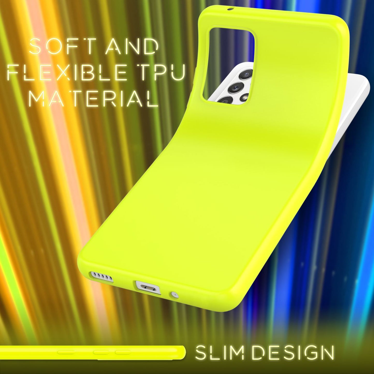 NALIA Colorful Neon Silicone Case for Samsung Galaxy A53, Intense Color, Non-Slip, Velvety Rubberized, Soft Case Phone Case