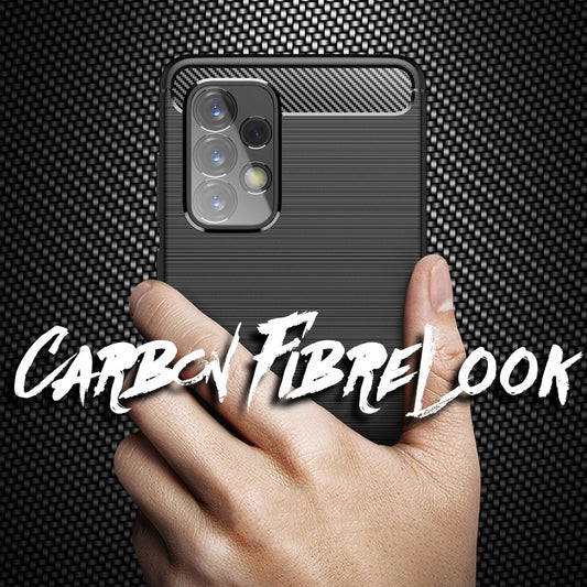 NALIA Carbon Look Case for Samsung Galaxy A53, Matte Black Silicone Case, Anti-Fingerprint, Carbon Fiber Look, Non-Slip, Shockproof, Scratch-Resistant, Slim Protective Case, Phone Case, Back Cover