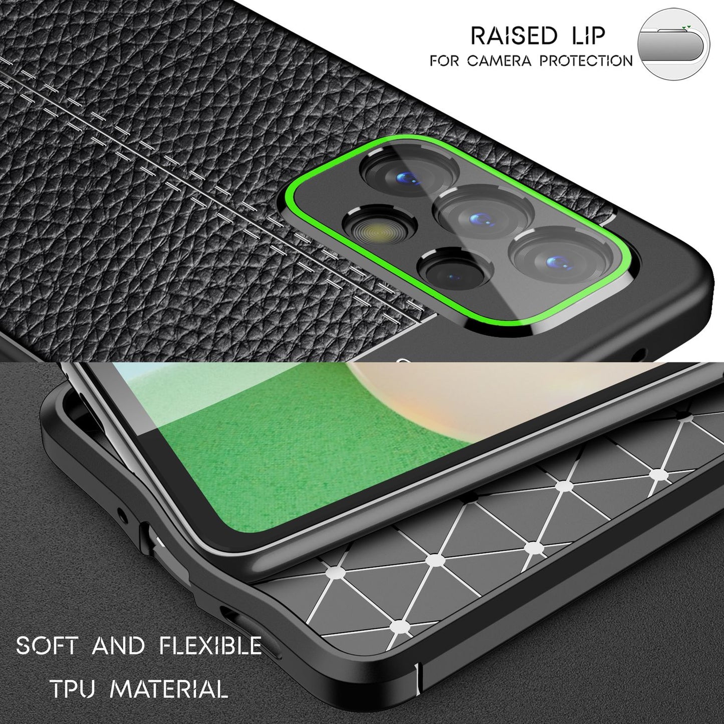 For Samsung Galaxy A33 - Leather Look Case Anti-Fingerprint Silicone Phone Case