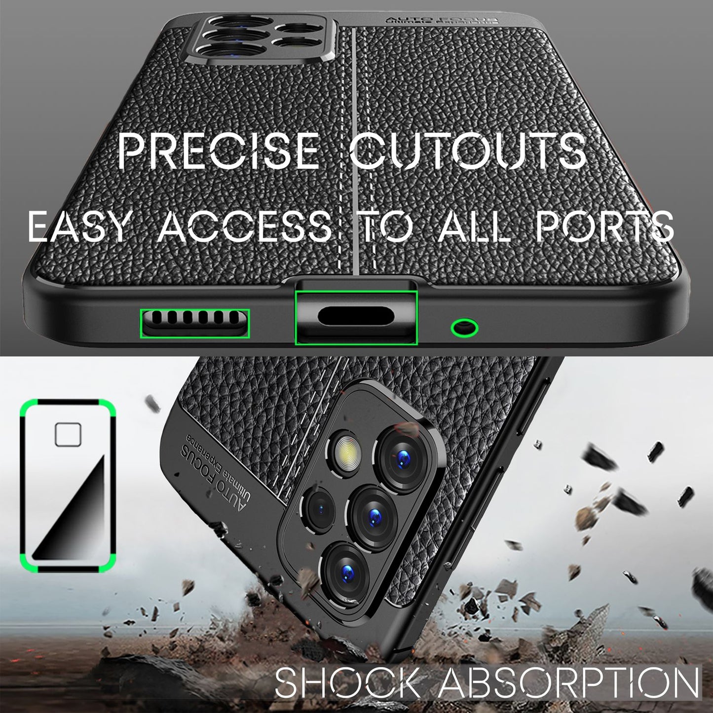 For Samsung Galaxy A33 - Leather Look Case Anti-Fingerprint Silicone Phone Case