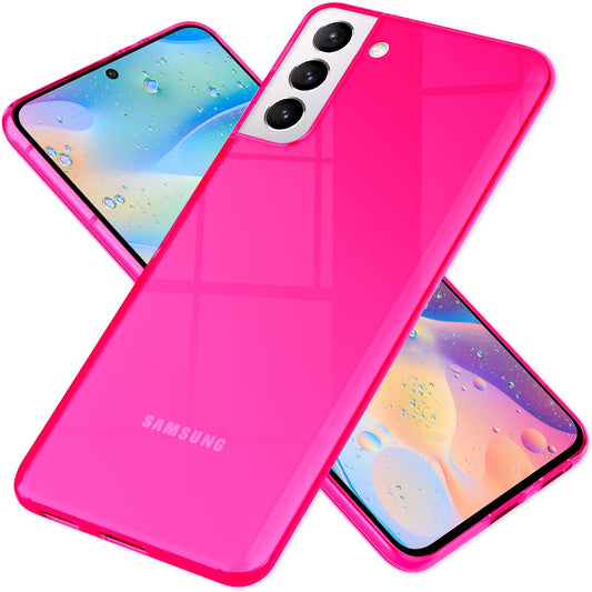 NALIA Clear Neon Silicone Case for Samsung Galaxy S21 FE, Transparent, Colorful, Luminous, Anti-Yellowing, Durable Phone Case Protective Cover