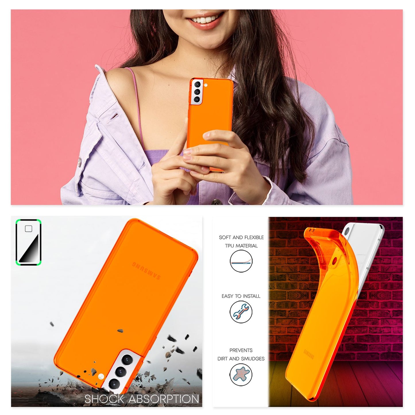 NALIA Klare Neon Silikonhülle für Samsung Galaxy S21 FE, Durchsichtig Bunt Leuchtend Anti-Gelb Vergilbungsfrei, Robuste Handyhülle Schutzhülle