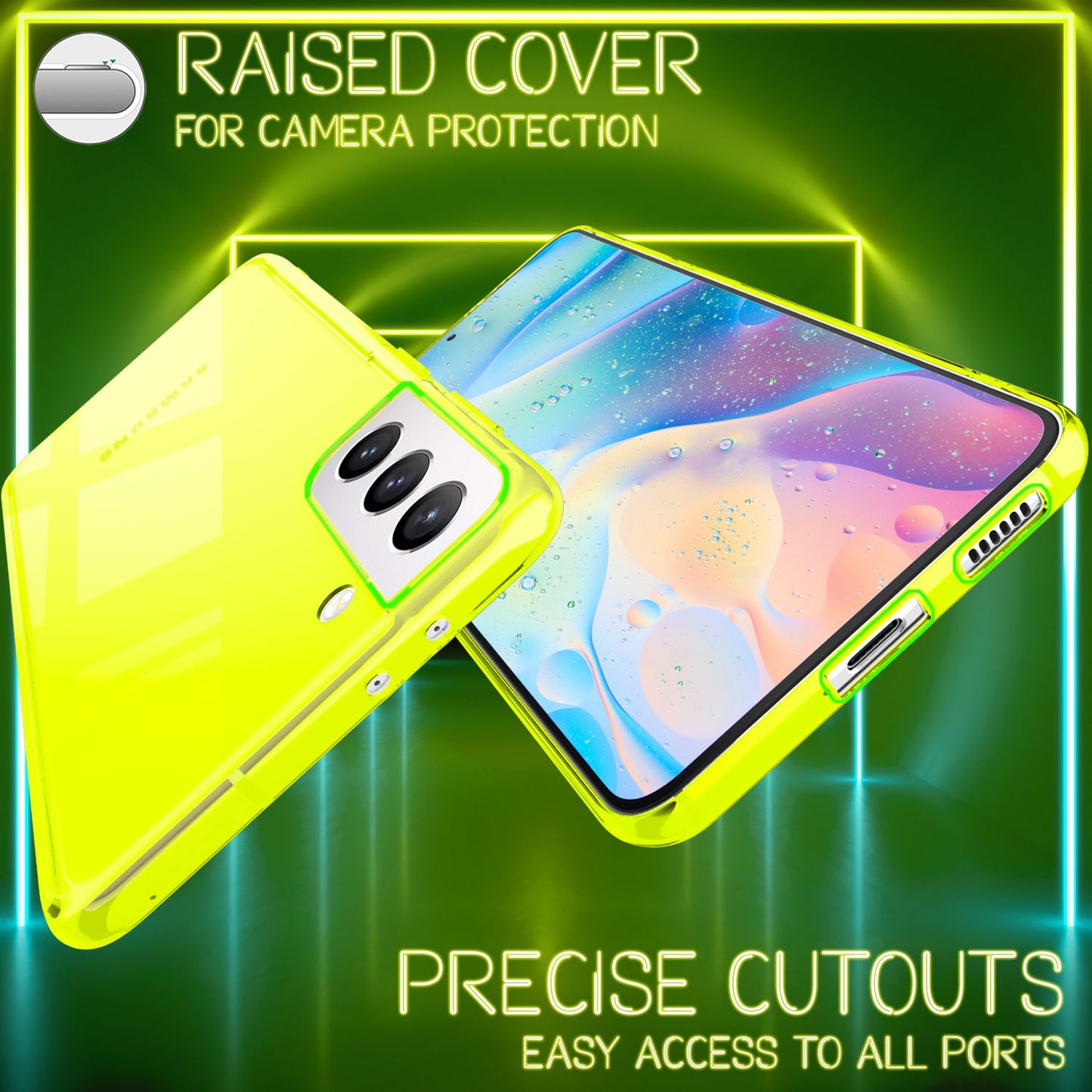 NALIA Klare Neon Silikonhülle für Samsung Galaxy S21 FE, Durchsichtig Bunt Leuchtend Anti-Gelb Vergilbungsfrei, Robuste Handyhülle Schutzhülle