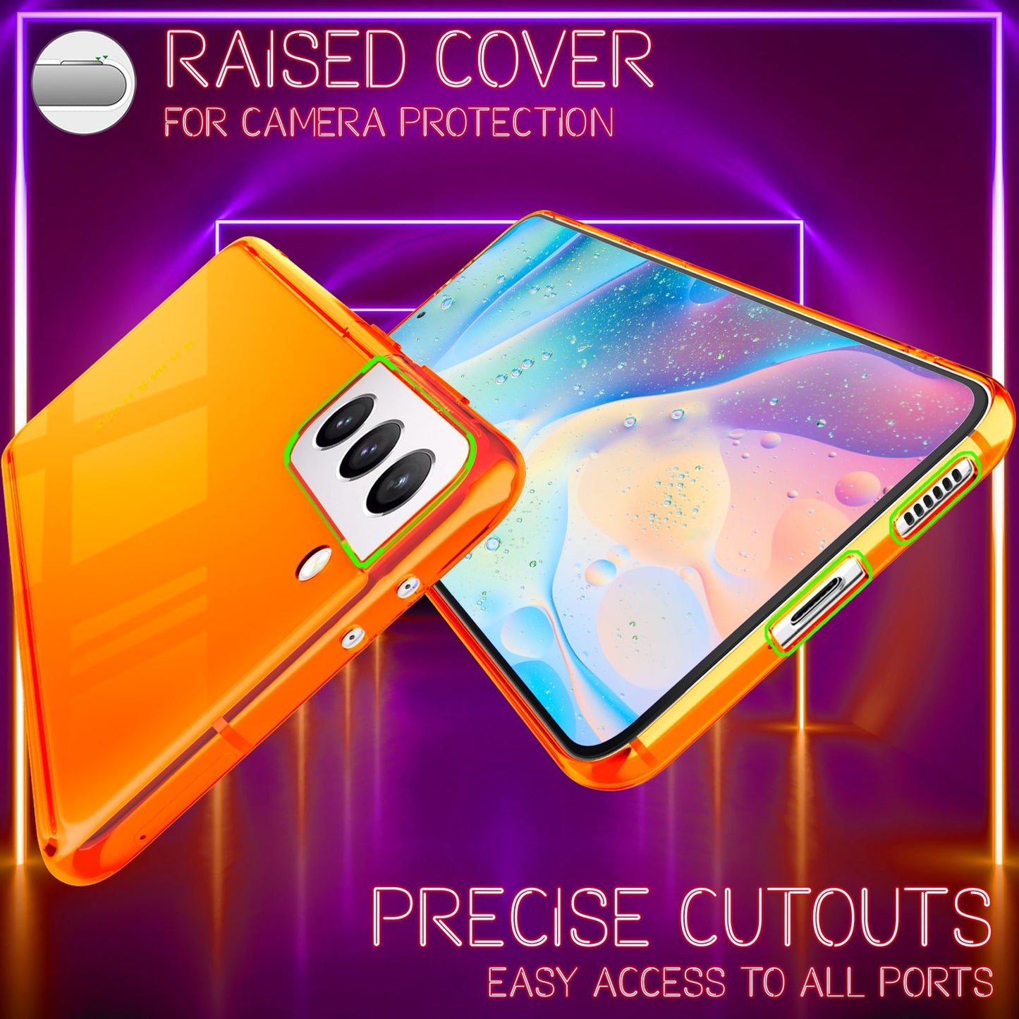 NALIA Klare Neon Silikonhülle für Samsung Galaxy S21 FE, Durchsichtig Bunt Leuchtend Anti-Gelb Vergilbungsfrei, Robuste Handyhülle Schutzhülle