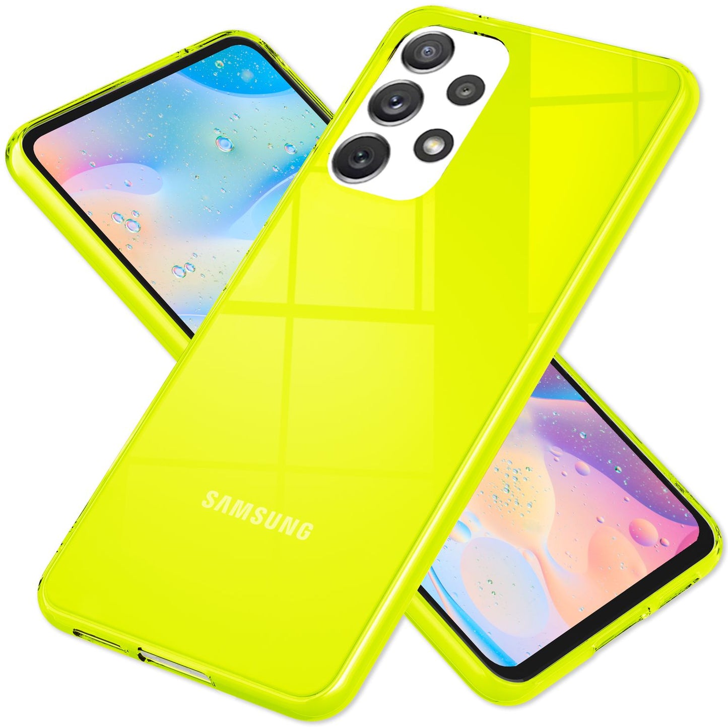 Glært neon sílikon hulstur fyrir Samsung Galaxy A53, TPU símahulstur til verndar