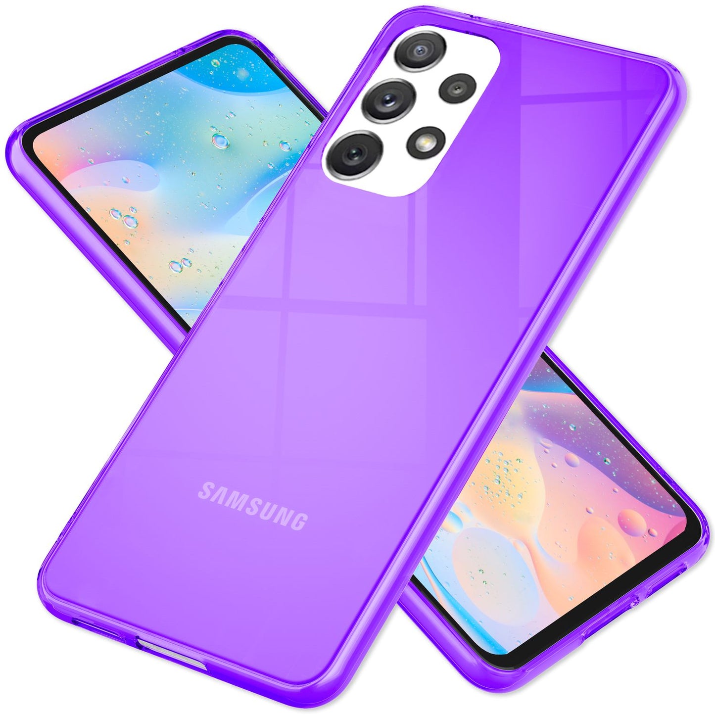 Glært neon sílikon hulstur fyrir Samsung Galaxy A53, TPU símahulstur til verndar