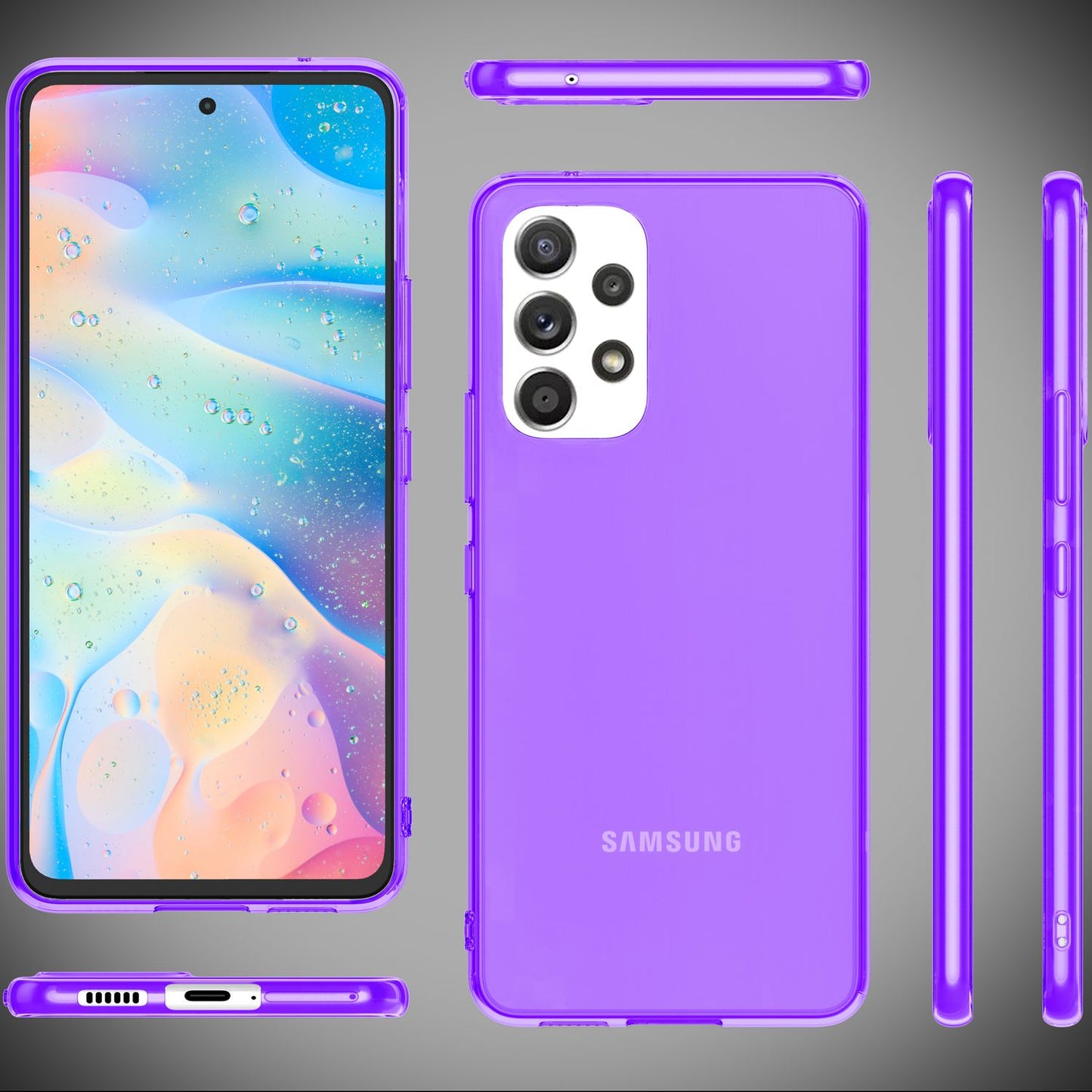 Glært neon sílikon hulstur fyrir Samsung Galaxy A53, TPU símahulstur til verndar