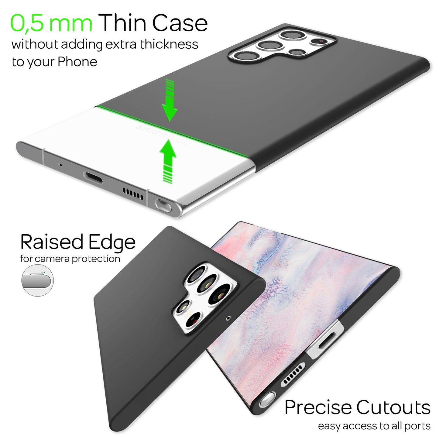 NALIA Ultraþunnt hart hulstur fyrir Samsung Galaxy S22 Ultra, fingrafaravarnandi, silkimjúkt, matt, hálkuvörn, extra létt 0,5 mm þunnt, hart hlífðarhulstur