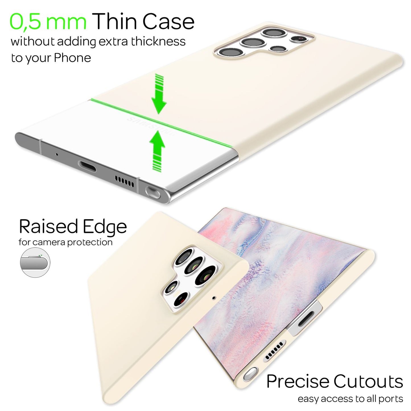NALIA Ultraþunnt hart hulstur fyrir Samsung Galaxy S22 Ultra, fingrafaravarnandi, silkimjúkt, matt, hálkuvörn, extra létt 0,5 mm þunnt, hart hlífðarhulstur