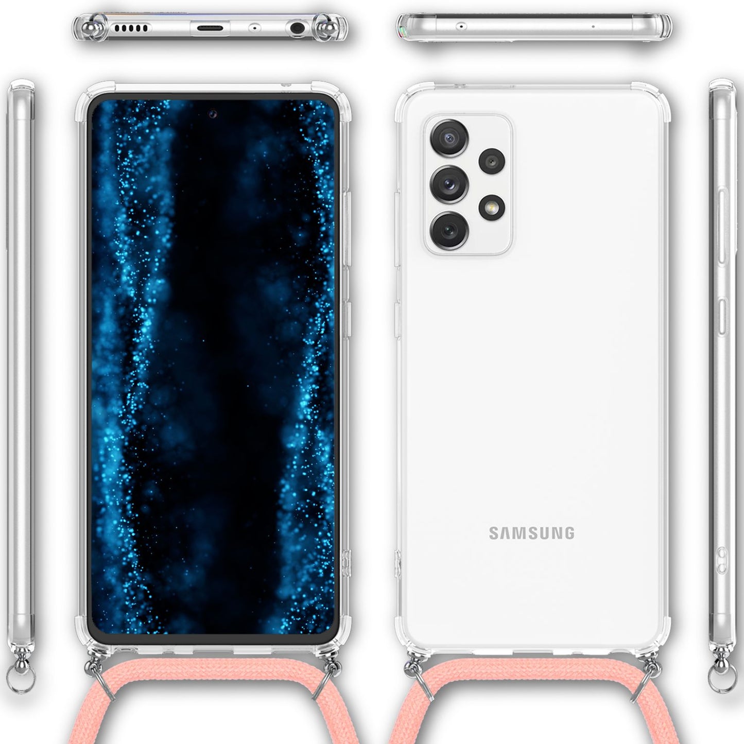 Fyrir Samsung Galaxy A33 - Símahulstur með keðju, sterku hörðu hulstri og axlaról