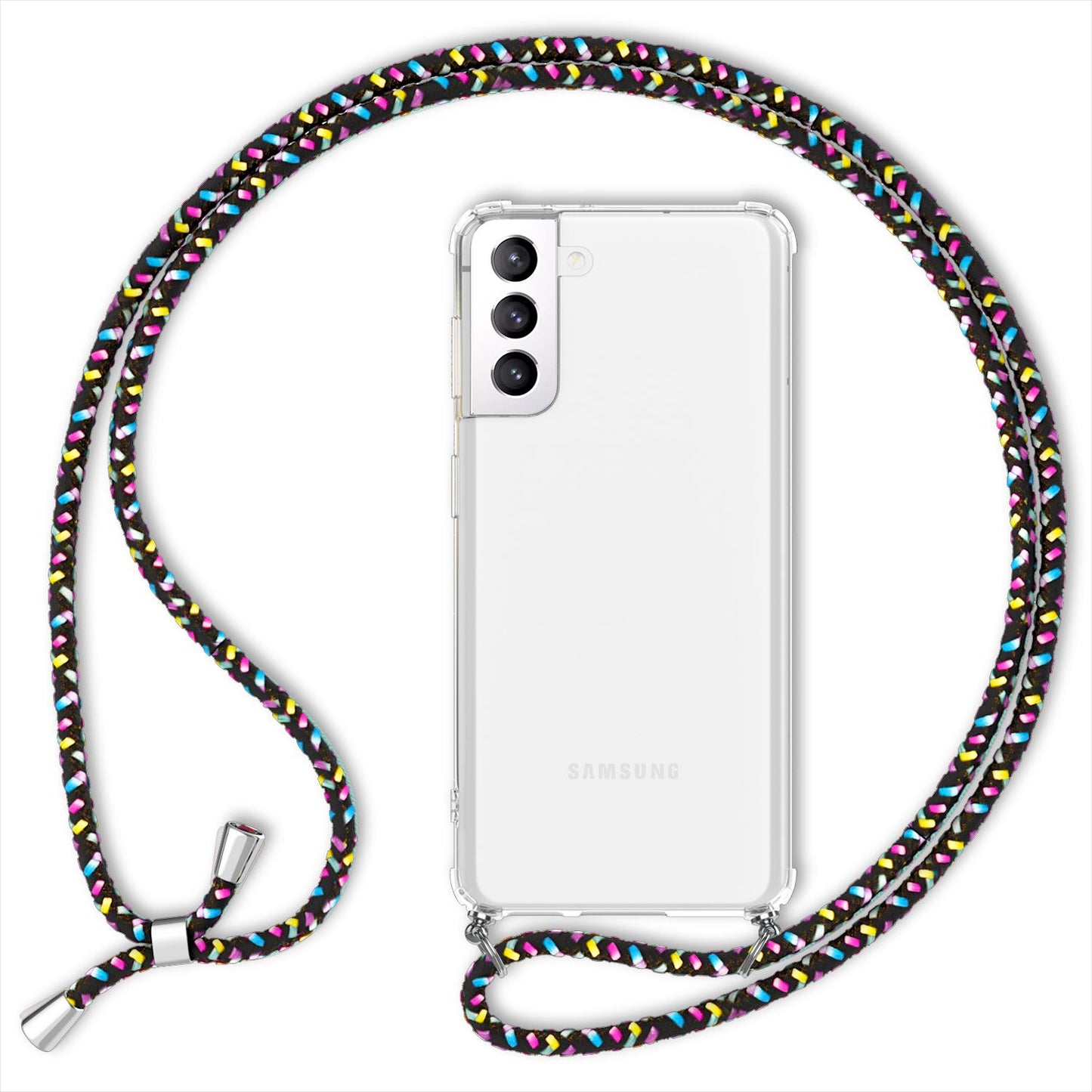 NALIA Phone Case with Chain for Samsung Galaxy S22, Transparent Clear Protective Case &amp; Phone Cord for Wearing Around Your Neck