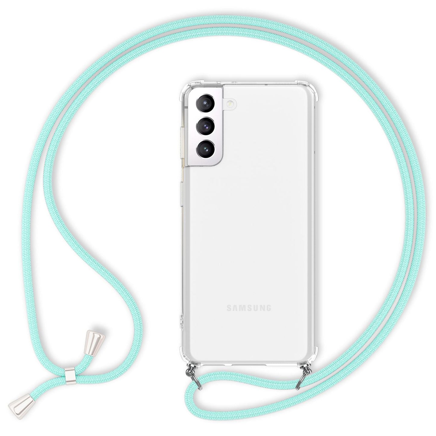 NALIA Phone Case with Chain for Samsung Galaxy S22 Plus, Transparent Protective Case &amp; Lanyard for Wearing Around Your Neck, Robust, Non-Yellowing, Clear