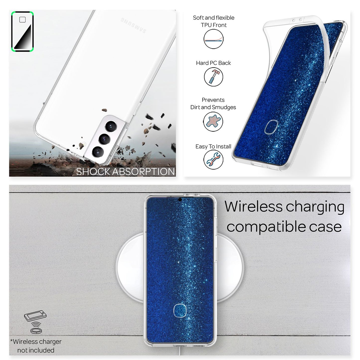 Clear Protective Case for Samsung Galaxy S22 - 360° Phone Case Hard Case Smartphone