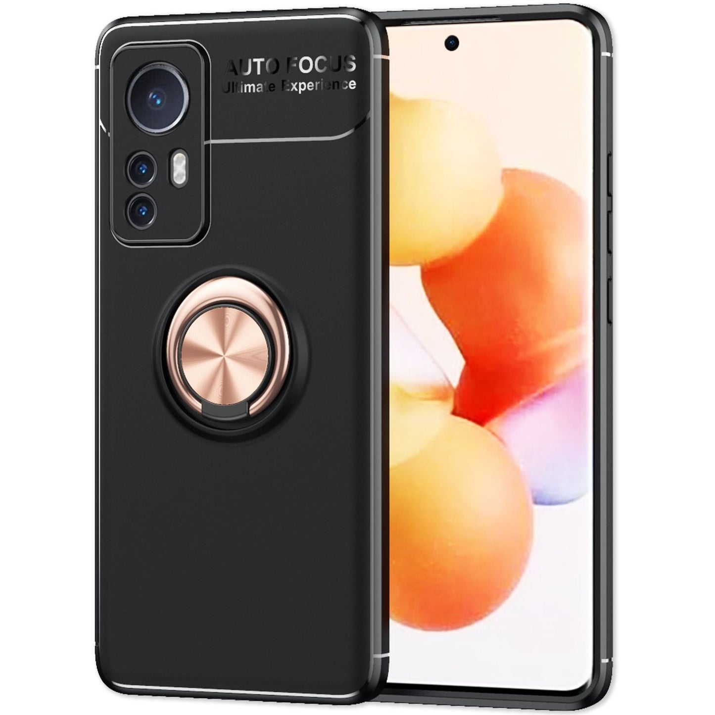 Mattsvart hringlaga hulstur fyrir Xiaomi 12 / Xiaomi 12X - sílikon símahulstur