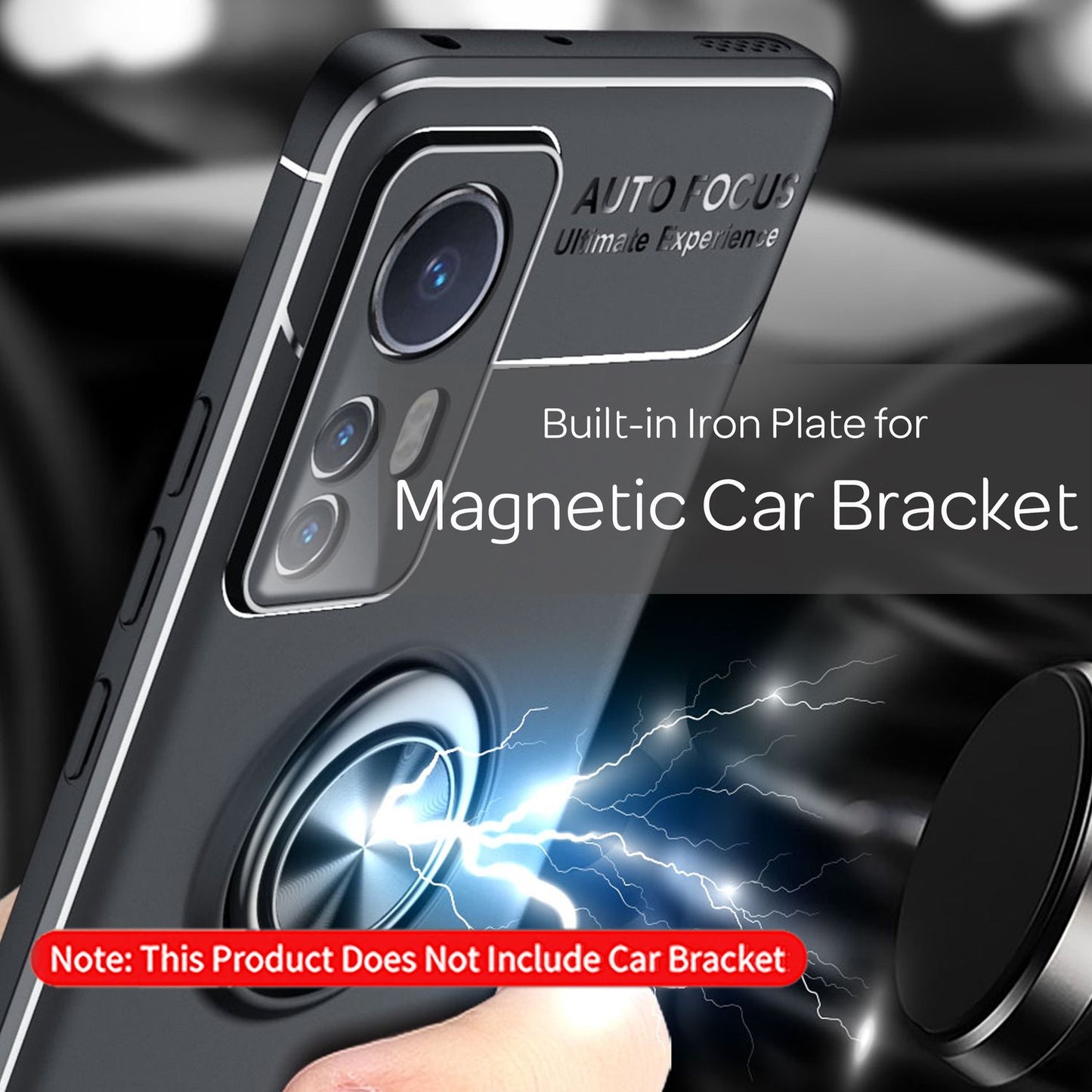 Mattsvart hringlaga hulstur fyrir Xiaomi 12 / Xiaomi 12X - sílikon símahulstur