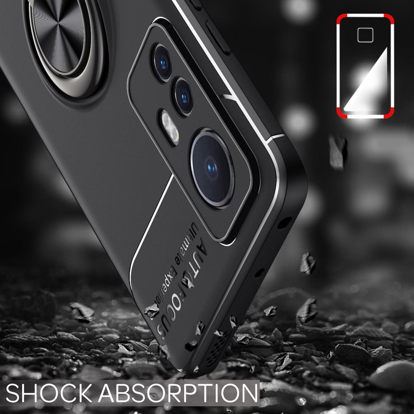 Mattsvart hringlaga hulstur fyrir Xiaomi 12 / Xiaomi 12X - sílikon símahulstur