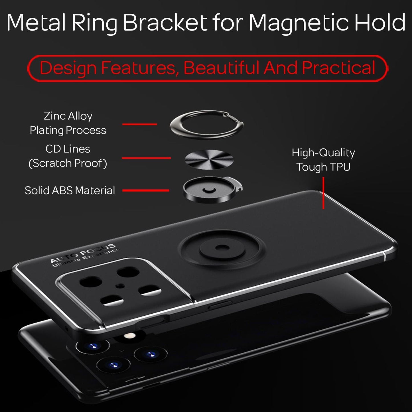 Matte black ring case for OnePlus 10 Pro - silicone phone case/smartphone case