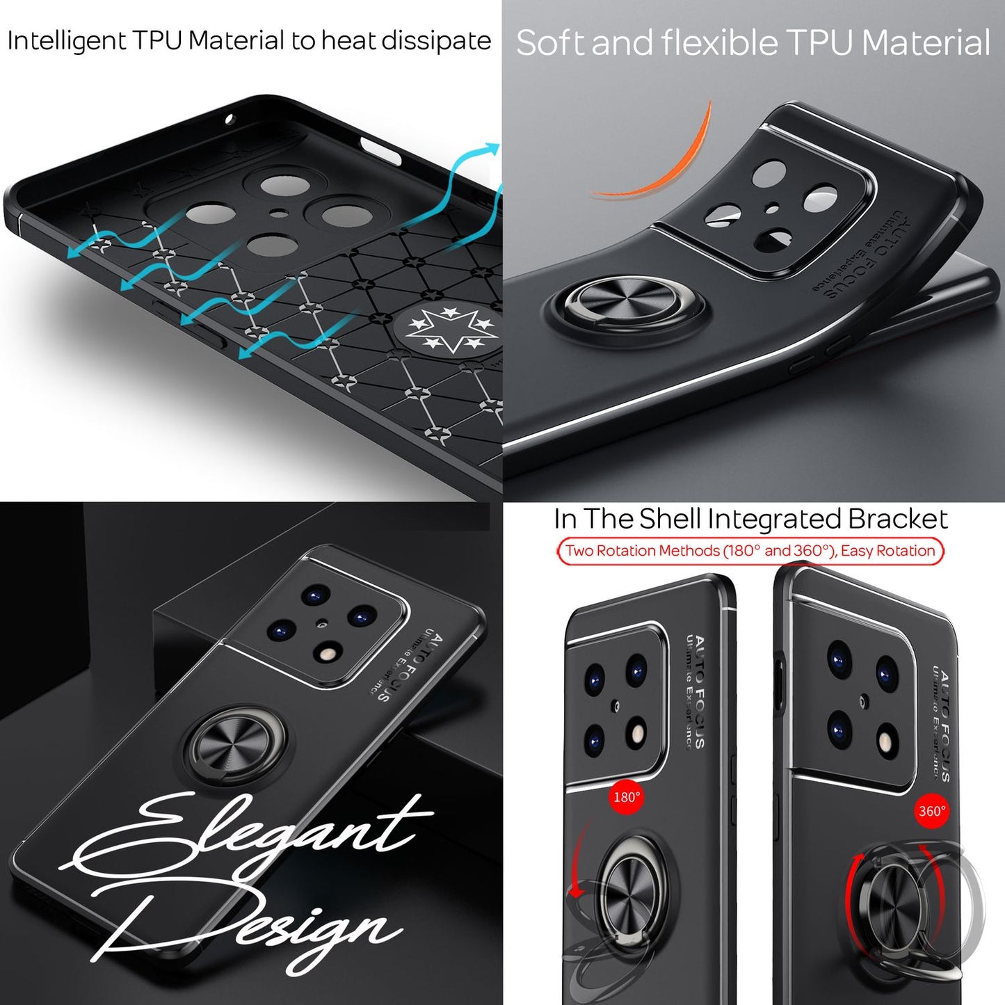 Matte black ring case for OnePlus 10 Pro - silicone phone case/smartphone case