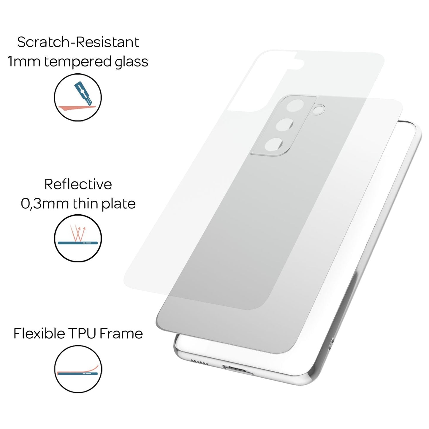 NALIA for Samsung Galaxy S22 Plus - Mirror Phone Case Glass Cover