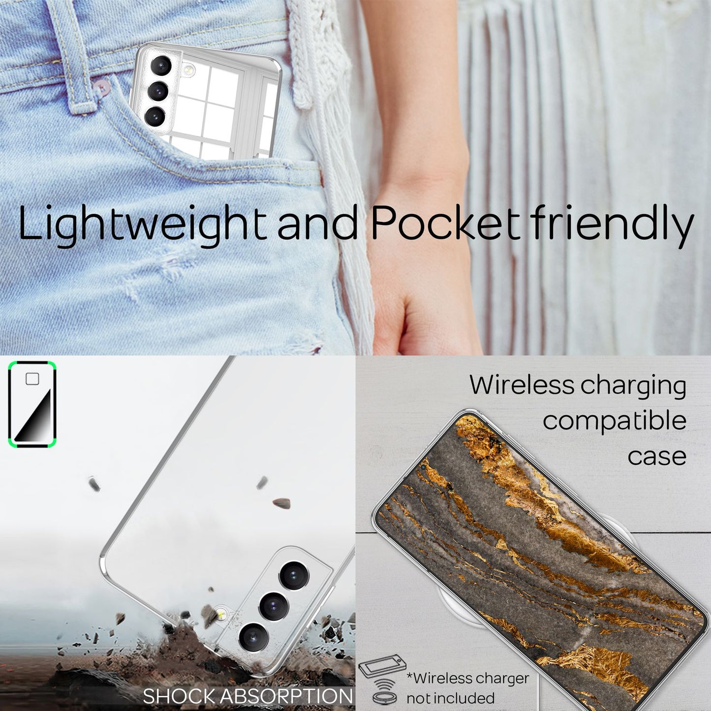 NALIA for Samsung Galaxy S22 Plus - Mirror Phone Case Glass Cover